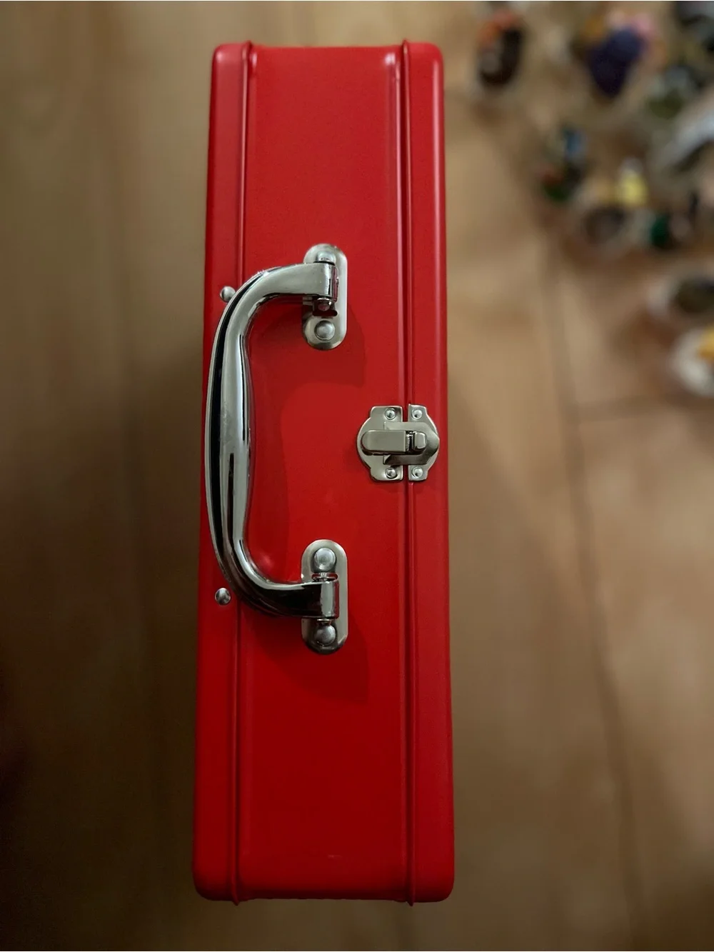 Miki House Red Metal Tin Retro Case Trunk Storage New